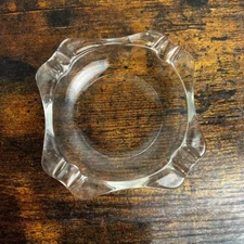 Vintage Clear Square Glass Ashtray 4.5"