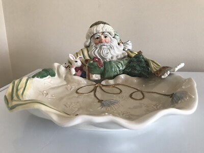 Fitz and Floyd Gregorian Santa Serving Bowl & Original Box Christmas Centerpiece