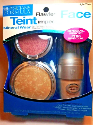 NIB Physicians Formula Mineral Wear Flawless Complexion Kit Blush Veil, Light ,