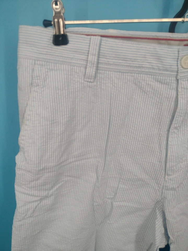 Pantalones Cortos Izod Para Hombres 36 Azul Seersucker Elegante Ligero Rayas Chino Caqui Golf Foto 4 de 4