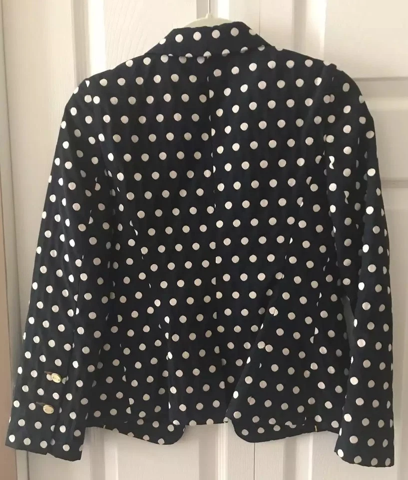 Chaqueta Blazer COREY LYNN CALTER Azul Marino Crema Lunares Punta Talla 0  Foto 3 de 3