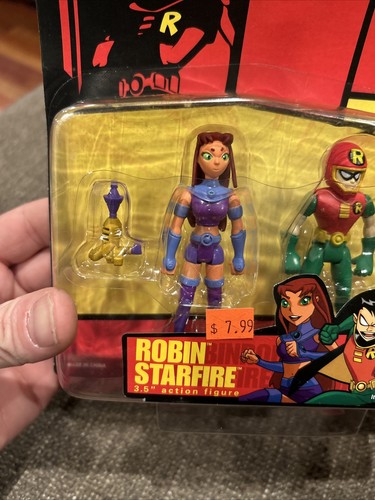 2003 BANDAI DC TEEN TITANS GO ROBIN & STARFIRE 3,5" ACTION FIGURE CONFEZIONE DA 2 - Foto 11 di 16