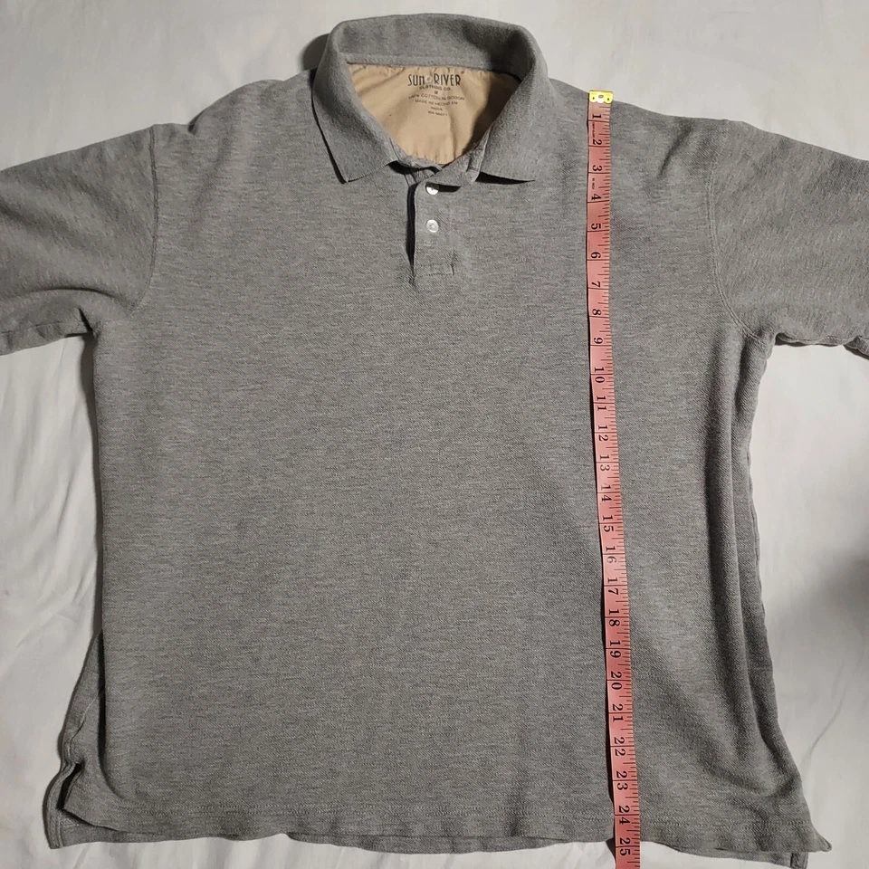 Polo cuello manga corta gris mediano talla Co Sun River Clothing para hombre Foto 3 de 4