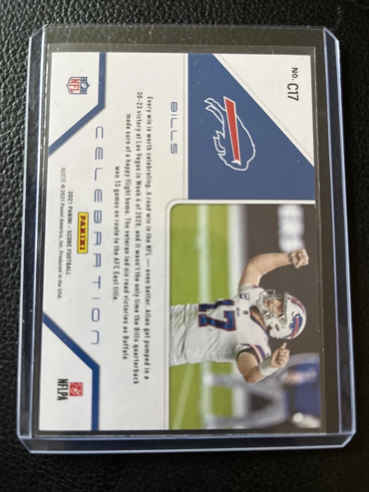 2021 Panini Score Celebration SIlver #/100 Josh Allen #C17 Buffalo Bills SP - Image 2 of 2