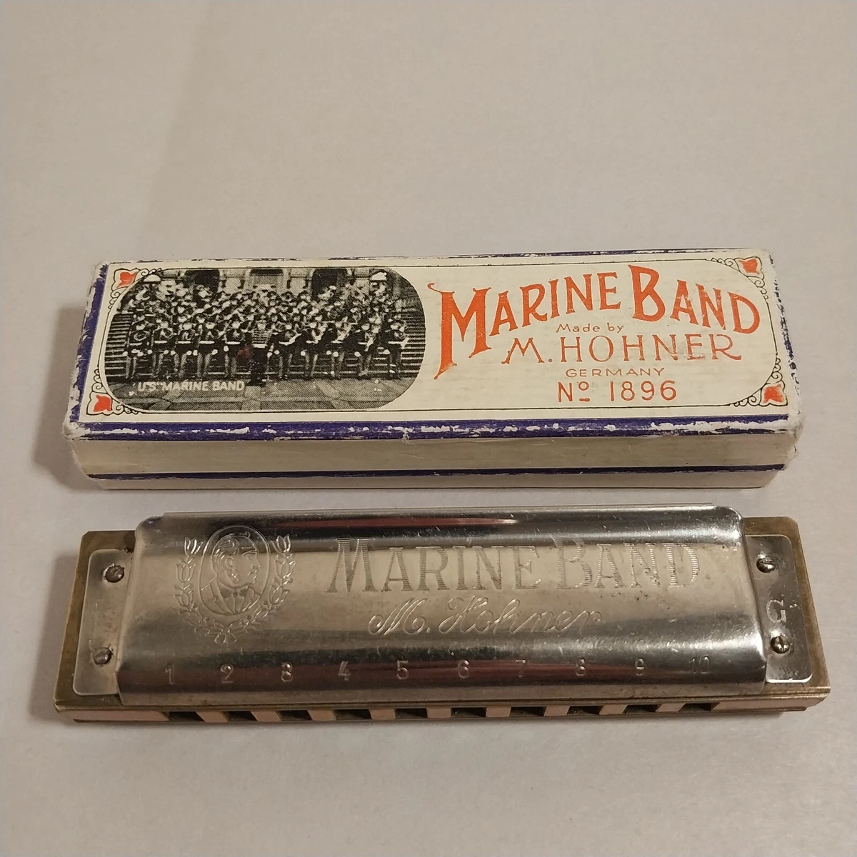 Vintage marine band cheap harmonica no 1896