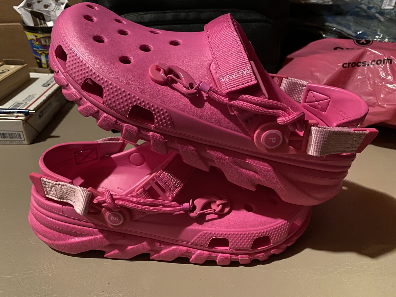 post malone crocs black and pink
