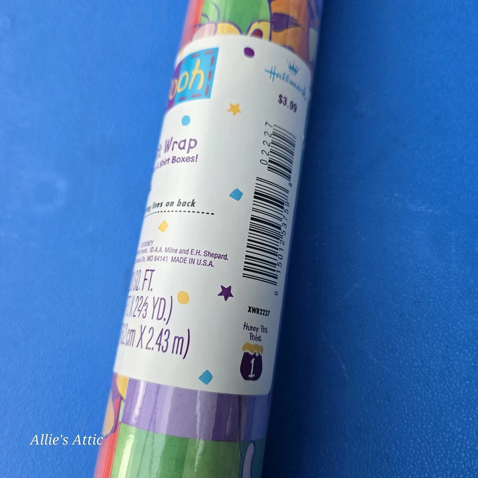 Vtg Winnie Pooh Tigger Eeyore Piglet Christmas Gift Wrapping Paper 20 Sq Ft Roll - Image 4 of 4