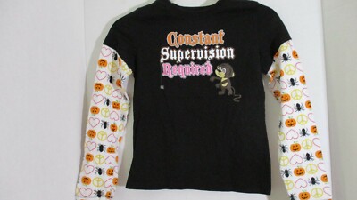 Black ''CONSTANT SUPERVISION REQUIRED MONKEY Long Sleeve Halloween T Shirt~Large