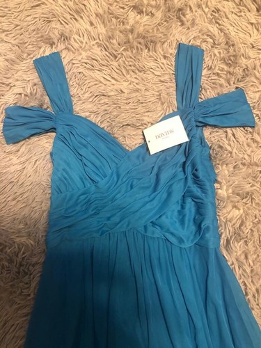 David's Bridal Größe 2 festliches Kleid Brautjungfer blau Fit & Flare - Bild 2 von 13