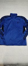 Adidas Full Zip HIDDEN Hood ARM STRIPES LOGO Jacket Men's Large Blue 307