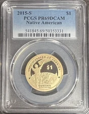2015 S Proof Sacagawea Native American Mohawk Ironworkers Dollar PCGS PR69DCAM