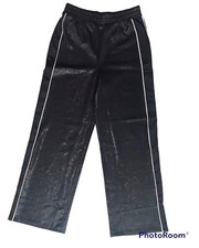 Forever 21 Wide Leg Pants Womens M Knit Shimmer Side Pin Stripes Elastic Waist