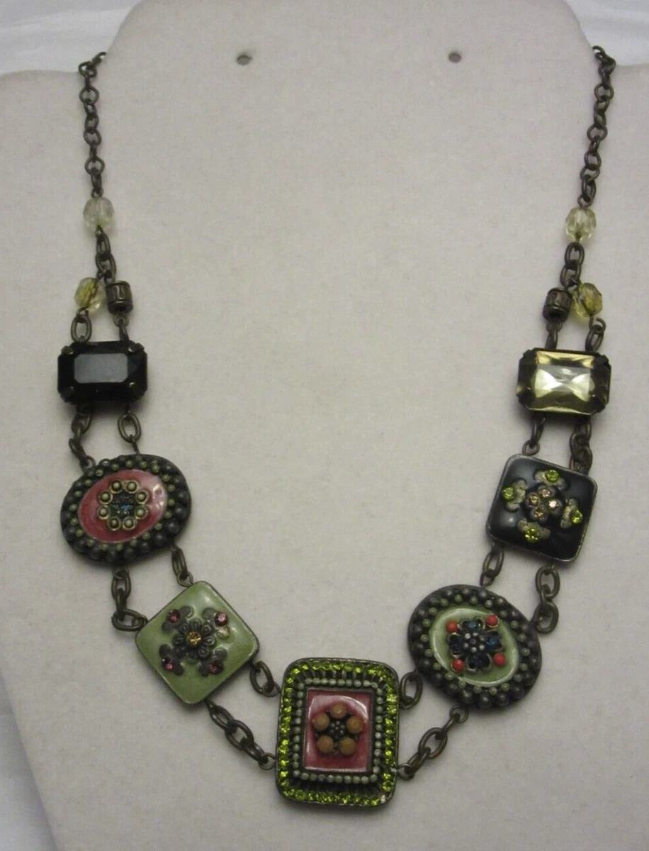 Vintage VCLM Necklace Rhinestone Enamel 18