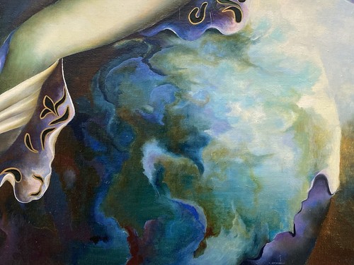 🔥 Fine Vintage French Modern Surrealist Fantasy Mythology Goddess Oil Painting - Picture 17 of 24