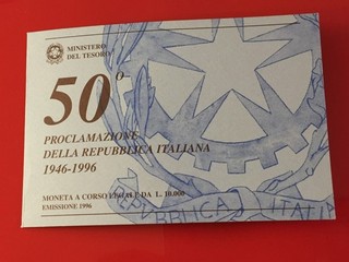 REPUBBLICA ITALIANA 10000 LIRE ARGENTO ANNO 1996 50° PROCLAMAZIONE REPUBBLICA