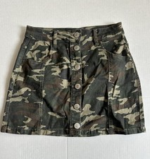 Almost Famous Camouflage Denim Mini Skirt Button Front Size 5 Girls