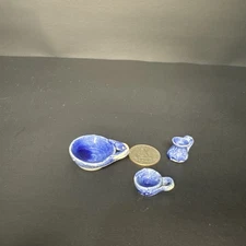 Mini Stoneware 3 Pc. Set Fired Clay No Markings Circa ‘80 Good Condition ￼￼￼