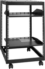 15U Open Frame Server Rack, 23''-40'' Adjustable Depth, Free Standing or Wall Mo