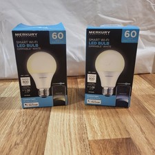 2 Merkury Innovations Dimmable Smart Bulb Wi-fi LED White 60w 800 Lumens