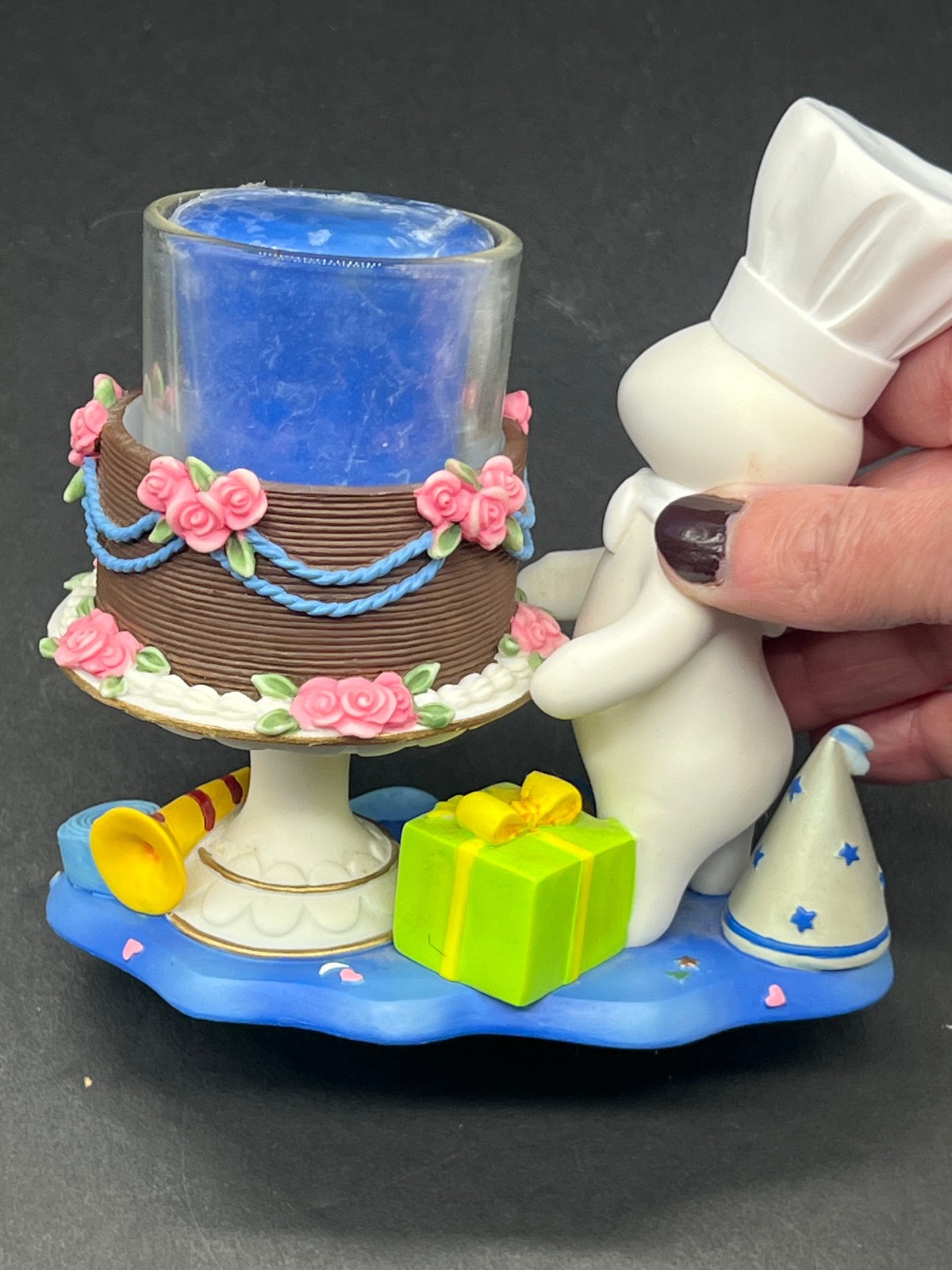 Pillsbury Doughboy Birthday Surprise Candle Votive Holder Figurine Danbury Mint