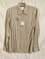 Vintage 60s Atomic Tiki Rockabilly Rayon Lounge Shirt Chain Stitch NOS S