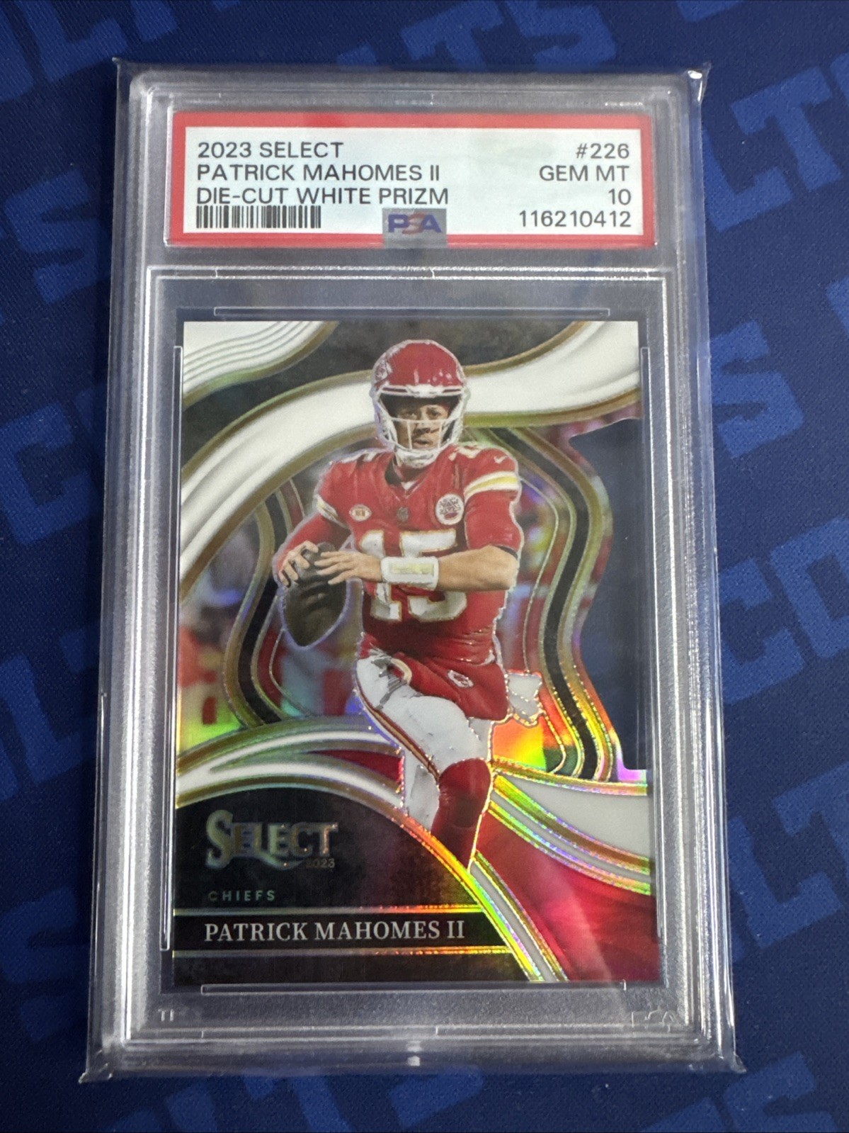 2023 Panini Select - Club Lvl Patrick Mahomes II Die Cut White Prizm /199 PSA 10