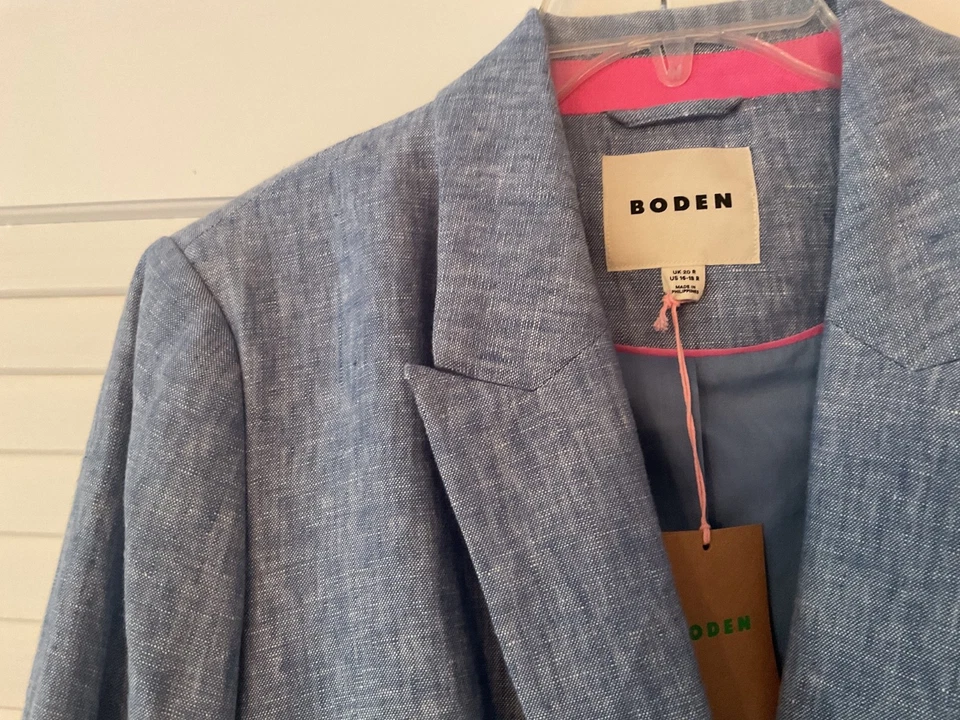 Boden синий льняной блейзер, размер 16, новый с Ярлыками - Изображение 2 из 4