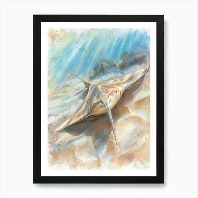 Stachelrochen Pastell Aquarell 2 Kunst P gerahmt Wandbild Poster Leinwanddruck Bild