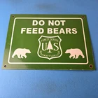 Vintage Forest Service Sign - Do Not Feed Bears Gas Pump Station Porcelain Sign