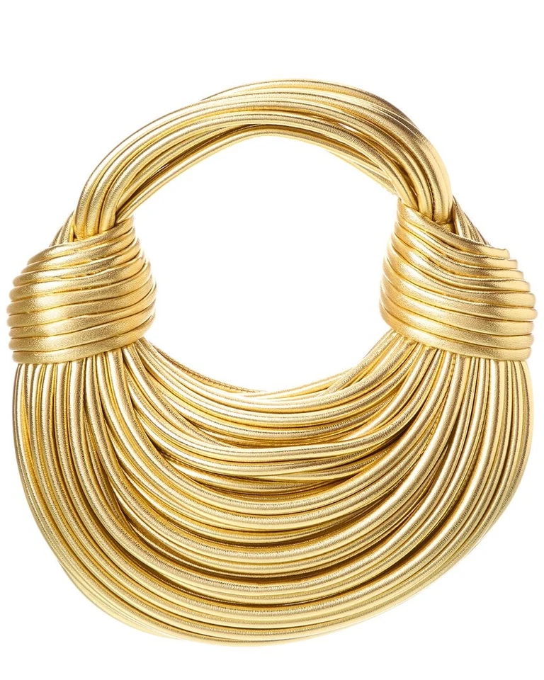 Cartera de mujer Tiffany & Fred Paris de cuero liso con cuerdas dorada Foto 2 de 4