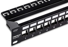 24-Port Blank Keystone Shielded 1U Patch Panel, 1U 19" Rackmount Housing, Protec