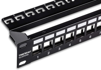 24-Port Blank Keystone Shielded 1U Patch Panel, 1U 19'' Rackmount Housing, Protec