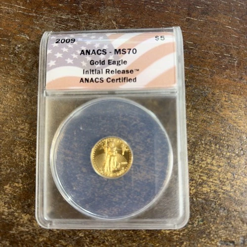 2009 Gold 1/10 OZ $5 GOLD AMERICAN EAGLE Initial Release Coin ANACS MS70 -078