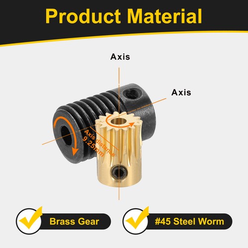 Worm Gear Set 0.5 Module 15:1 Reduction Rate(Gear-3mm Bore, Rod 4mm Bore) - Afbeelding 4 van 6