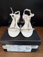Chanel Evening Star Sandals White and Gold 36...
