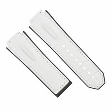 25MM LEATHER RUBBER STRAP FOR 44-45MM HUBLOT BIG BANG CERAMIC FUSION WHITE TOP Q