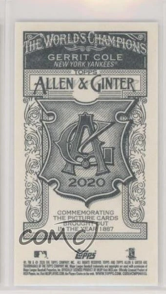 2020 Topps Allen & Ginter's Mini A&G No Number Back Gerrit Cole #238 - Image 2 of 2