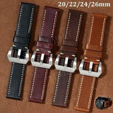 20mm 22mm 24mm 26mm Classic Genuine Leather Wristband Watch Strap Band Bracelet