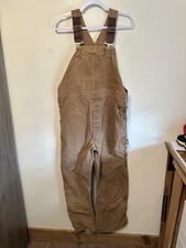 Vintage Carhartt Union USA Overalls Lined Duck Bib Double Knee R02 BRN sz 38x29