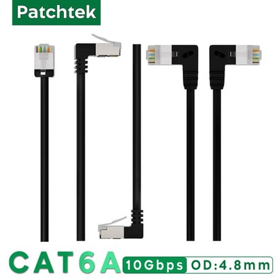 Patchtek Cat6A 90° Angle Ethernet Cable Slim RJ45 for Patch Panel Switch PS5