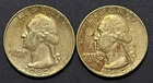2 Washington Quarters. Both 1964-P. 90% Silver. Maybe VF Or Better Condition.