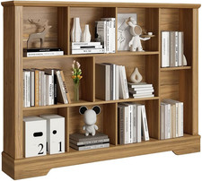 Rustic 10-Cube Storage Organizer with Adjustable Shelf for Home Office