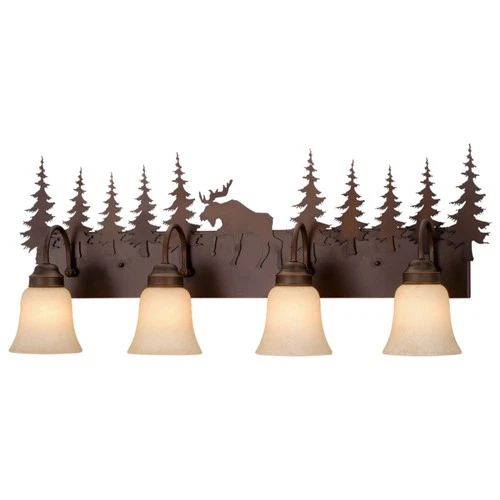 Yellowstone 4-Light Bathroom Light in Rustic Style 14 Inches Tall and 33 Inches - Picture 1 of 3