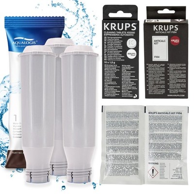 Set 3x Krups Wasserfilter AL-TES46 + Entkalker + Reinigungstabletten Pflegeset
