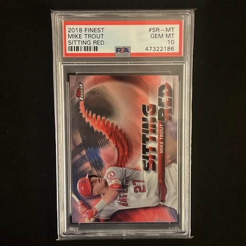 2018 FINEST BASEBALL CARD #SR-MT MIKE TROUT PSA 10 SITTING RED MLB LA ANGELS MVP