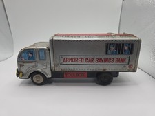 Vintage Tin Armored Car Savings Bank Toy Truck Coin Bank As Is