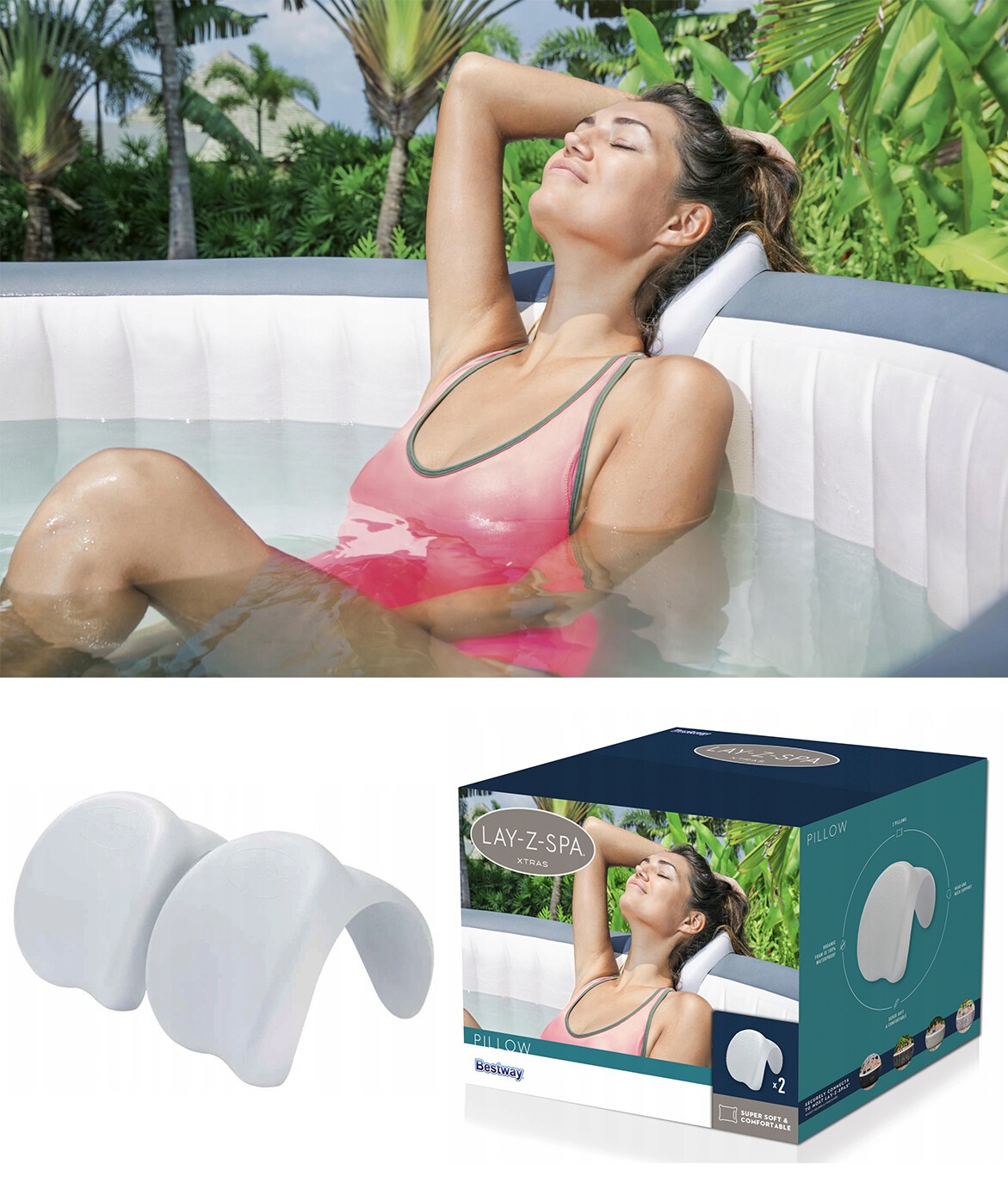 Bestway 60307 Layz-Spa 2x Headrest Cushion for Hot Tubs and Spas
