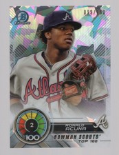 RONALD ACUNA JR. 2018 BOWMAN CHROME SCOUTS' TOP 100 ATOMIC REFRACTOR RC #099/150