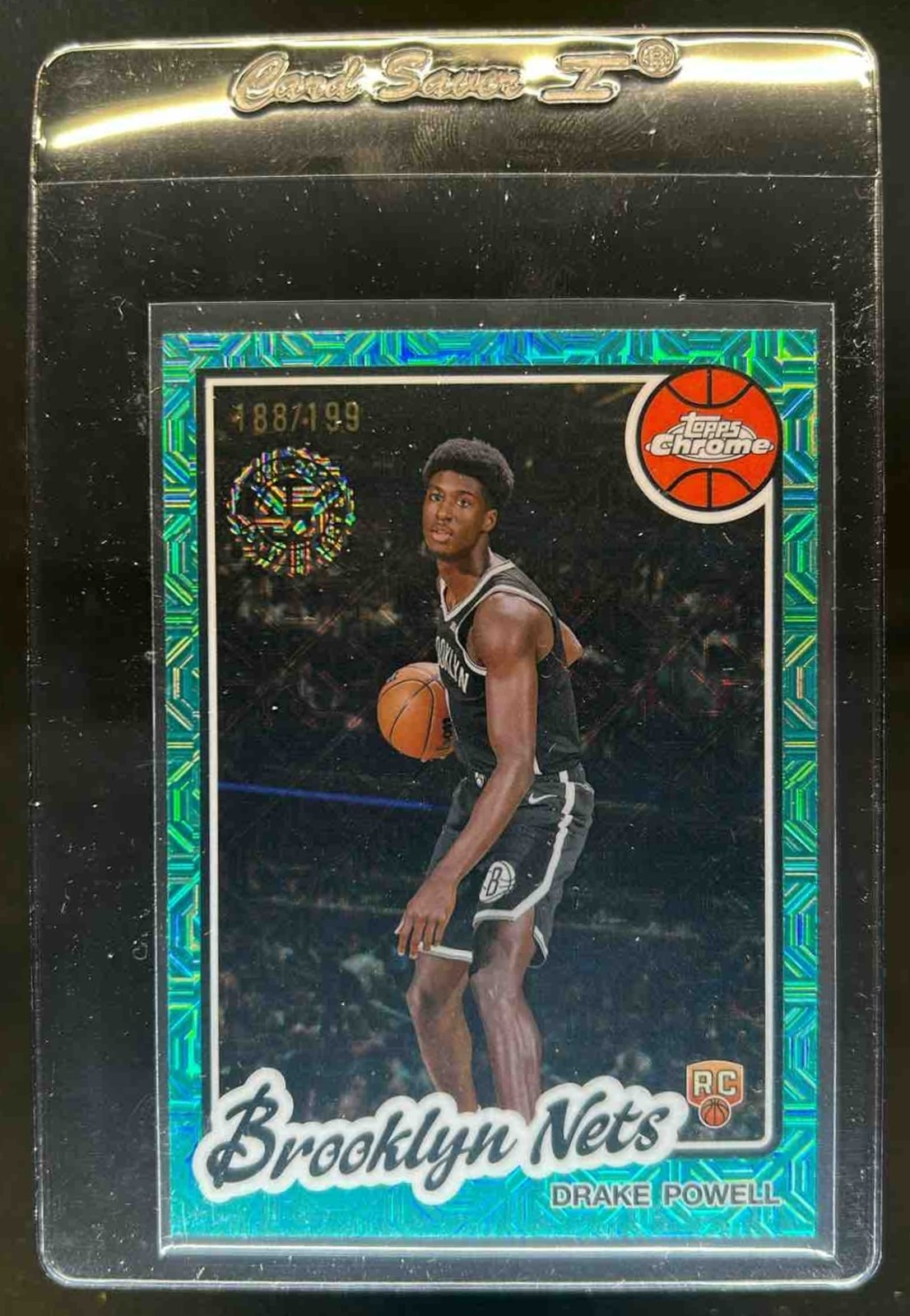 2025-26 Topps Drake Powell 1980-81 Chrome RC Aqua Mojo Refractor #/199 Nets