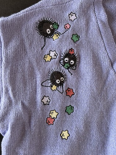 Her Universe Studio Ghibli Spirited Away Soot Sprites Lavender Open Cardigan M - Picture 2 of 6
